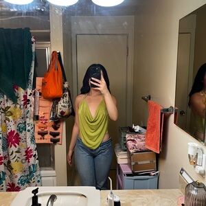 Green Draped Halter Top